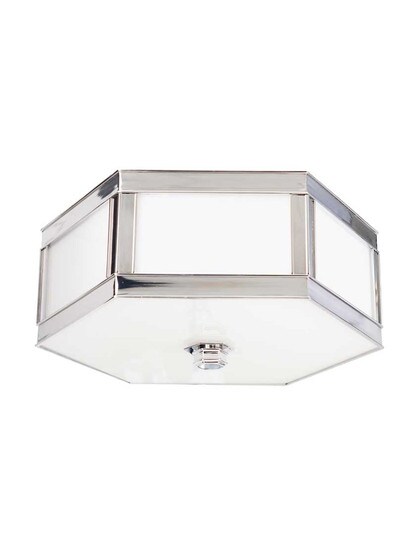 Nassau 13 inch Flush-Mount Ceiling Light in Polished Nickel.